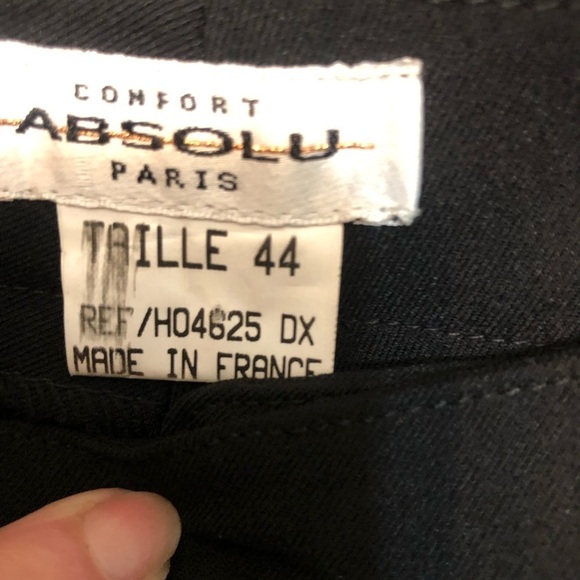 ABSOLU PARIS Size 12 Black wide leg Pants made in France size 44 dressy - Picture 7 of 8